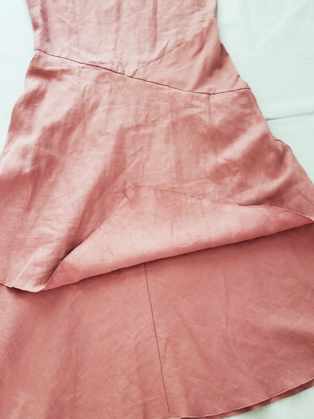 Sundance Women Sz S Dress 100% Linen Asymmetrical Layered Sleeveless Blush Pink - Picture 9 of 12